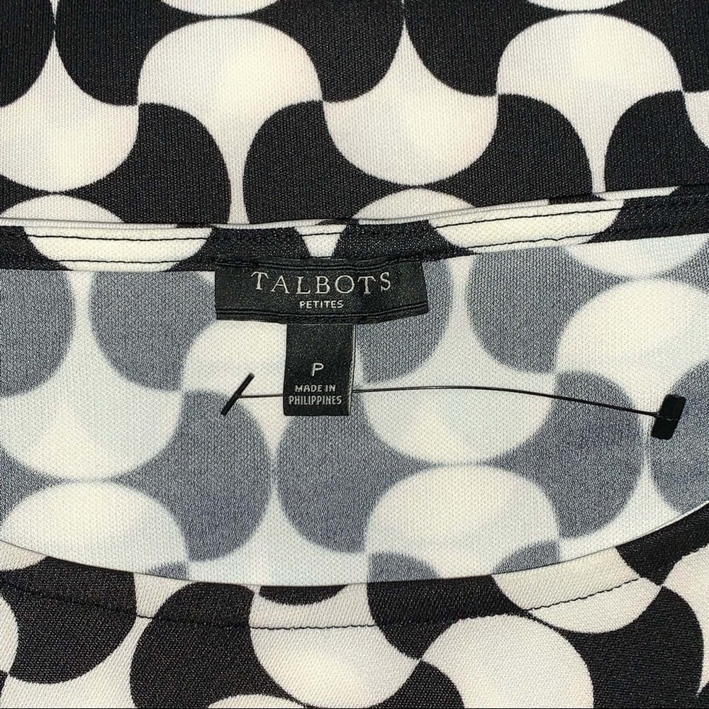 Talbots Women’s Black and Off White/Cream Dress Size P - Picture 2 of 7